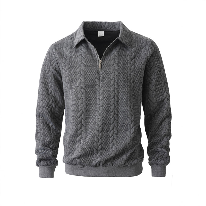 🔥Pull-over décontracté à demi-zip et à torsades pour homme