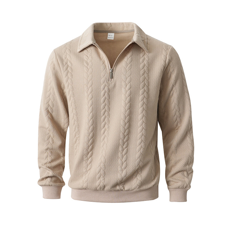 🔥Pull-over décontracté à demi-zip et à torsades pour homme