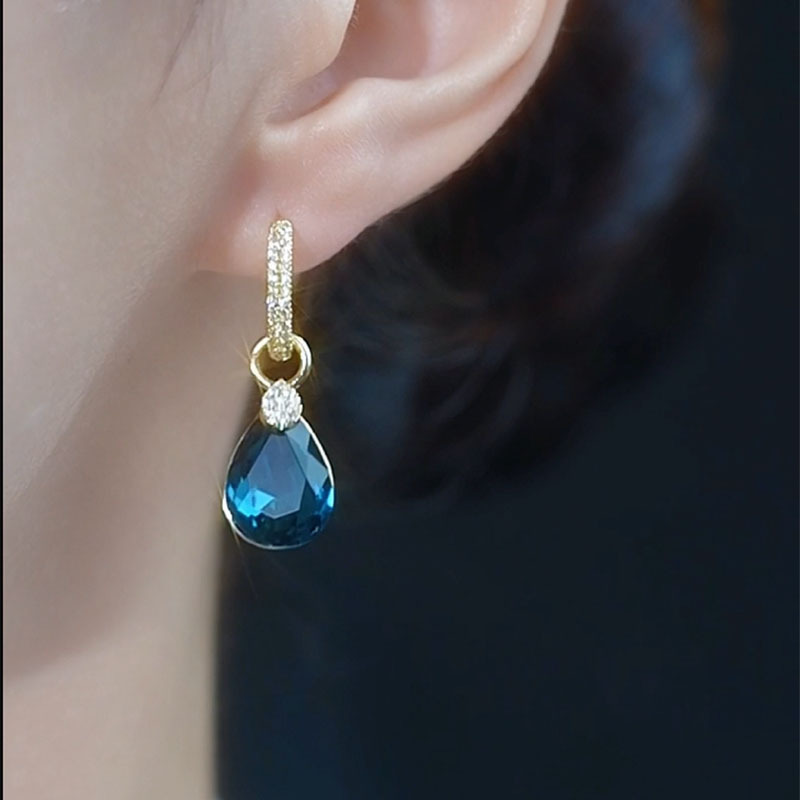 Elegant Teardrop Crystal Dangle Hoop Earrings