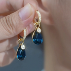 Elegant Teardrop Crystal Dangle Hoop Earrings