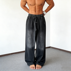 Pantalon décontracté à cordon coulissant et jambes larges pour homme