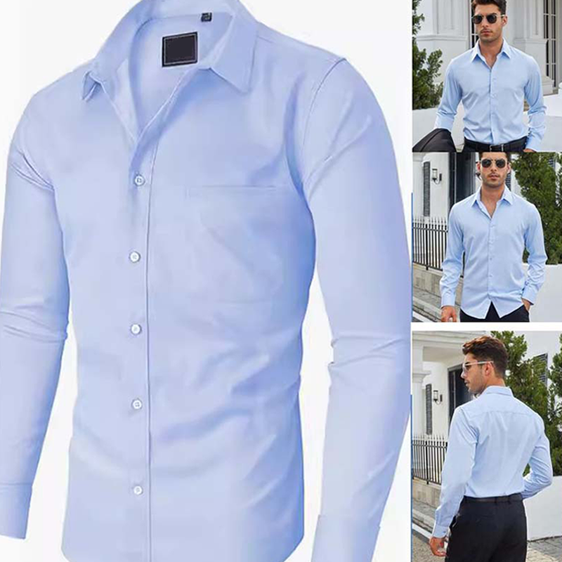 Chemise à manches longues unie