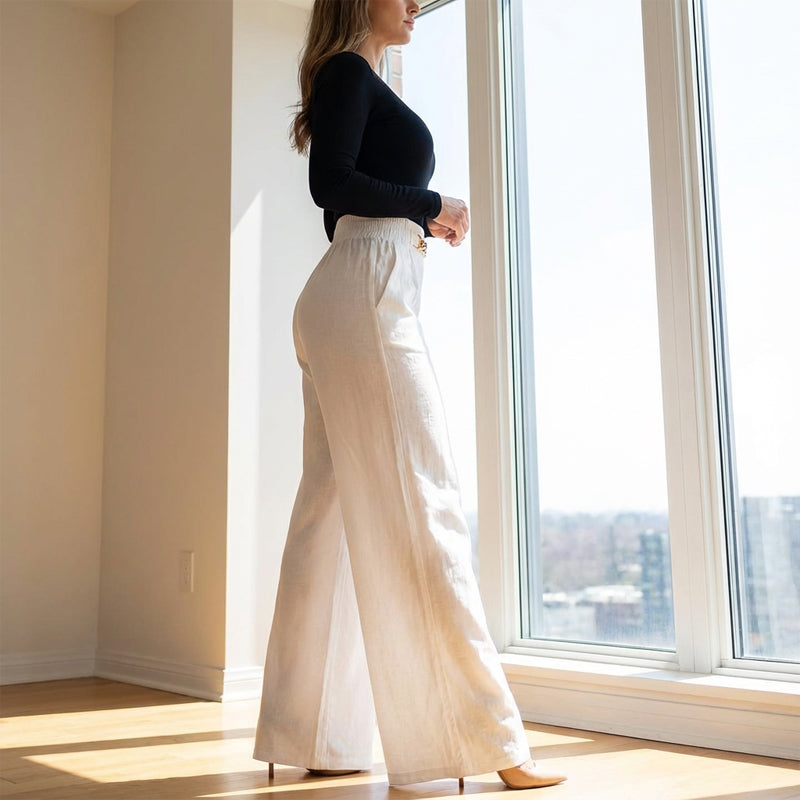 👖 60% RABATT! 💃 Damen-Hose – Hoher Bund, Weites Bein, Mit Gürtelakzent & Vielseitiger Look ✨