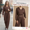 🔥Damen-Set aus kurzem Hoodie und weit geschnittener Hose🔥