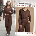 🔥Damen-Set aus kurzem Hoodie und weit geschnittener Hose🔥