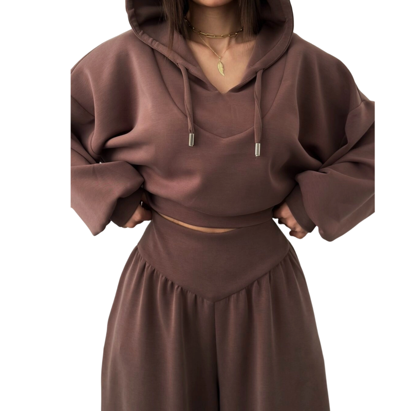 🔥Damen-Set aus kurzem Hoodie und weit geschnittener Hose🔥