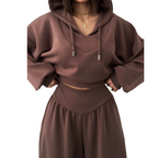 🔥Damen-Set aus kurzem Hoodie und weit geschnittener Hose🔥