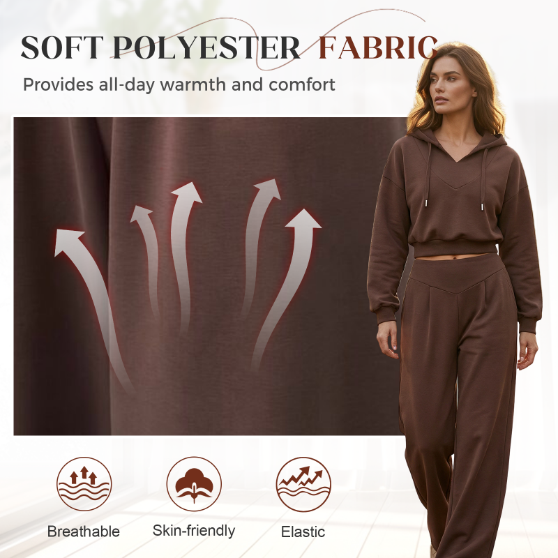 🔥Damen-Set aus kurzem Hoodie und weit geschnittener Hose🔥
