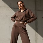 🔥Damen-Set aus kurzem Hoodie und weit geschnittener Hose🔥