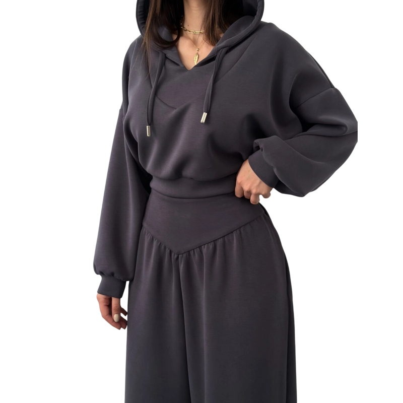 🔥Damen-Set aus kurzem Hoodie und weit geschnittener Hose🔥