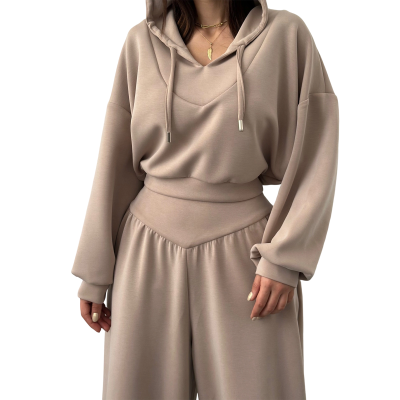 🔥Damen-Set aus kurzem Hoodie und weit geschnittener Hose🔥