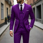 VALENTÍN - Traje sartorial cruzado de tres piezas en morado púrpura con chaleco cruzado™