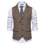 LUCA - Chaleco sartorial clásico en paño de espiga con solapas™