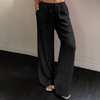 INÉS - Pantalones de lino de corte ancho con textura rugosa y cintura con cordón™