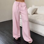INÉS - Pantalones de lino de corte ancho con textura rugosa y cintura con cordón™