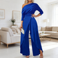 👗 Elegante Ein-Schulter-Jumpsuit für Damen – Weite Beine, Wickelrock-Design & Atmungsaktiv – Für Cocktailpartys & Hochzeiten