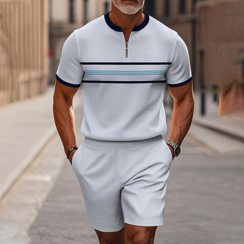 🔥50% RABATT🔥 Herren-Set: Hemd und Shorts mit Viertelreißverschluss