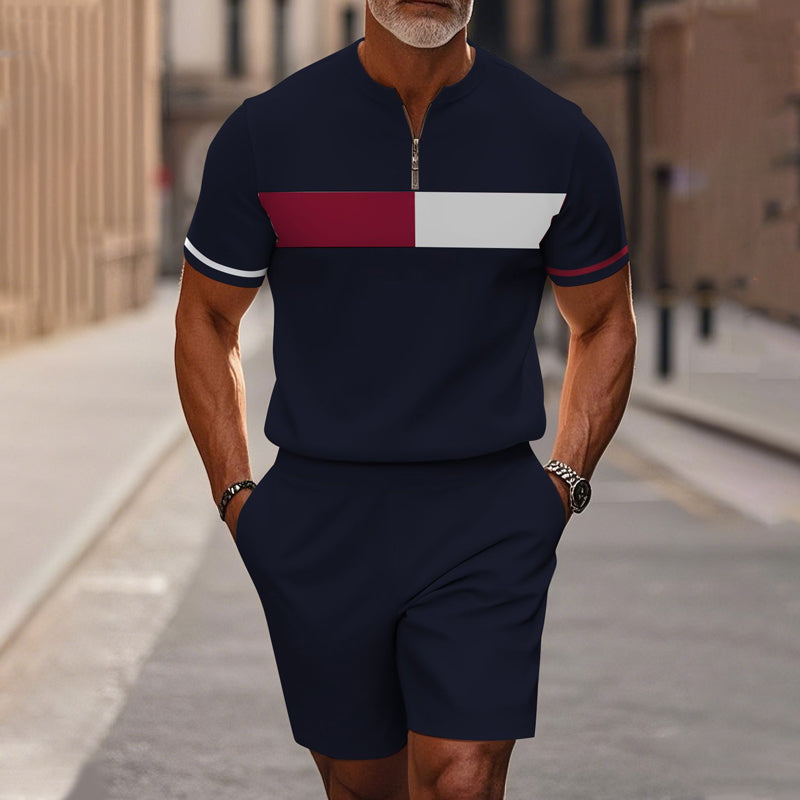 🔥50% RABATT🔥 Herren-Set: Hemd und Shorts mit Viertelreißverschluss