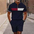 🔥50% RABATT🔥 Herren-Set: Hemd und Shorts mit Viertelreißverschluss