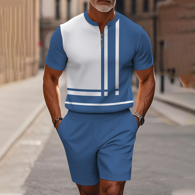 🔥50% RABATT🔥 Herren-Set: Hemd und Shorts mit Viertelreißverschluss