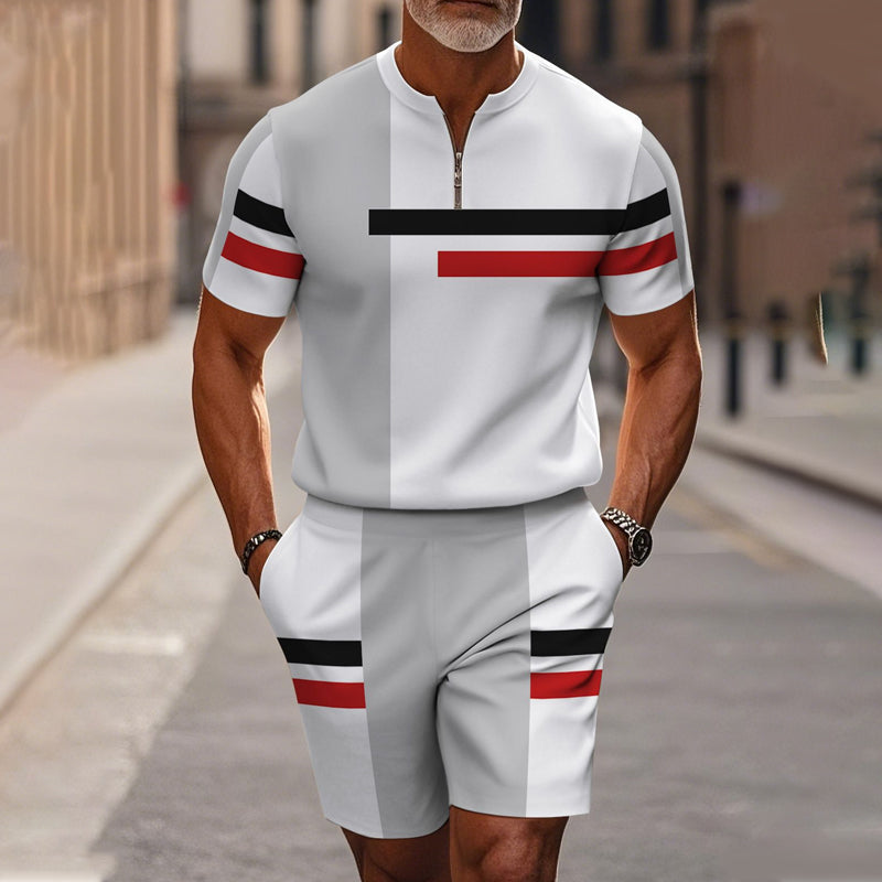 🔥50% RABATT🔥 Herren-Set: Hemd und Shorts mit Viertelreißverschluss