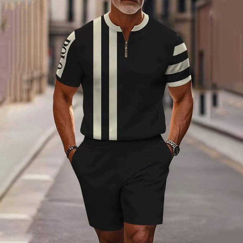 🔥50% RABATT🔥 Herren-Set: Hemd und Shorts mit Viertelreißverschluss