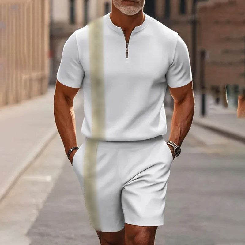 🔥50% RABATT🔥 Herren-Set: Hemd und Shorts mit Viertelreißverschluss
