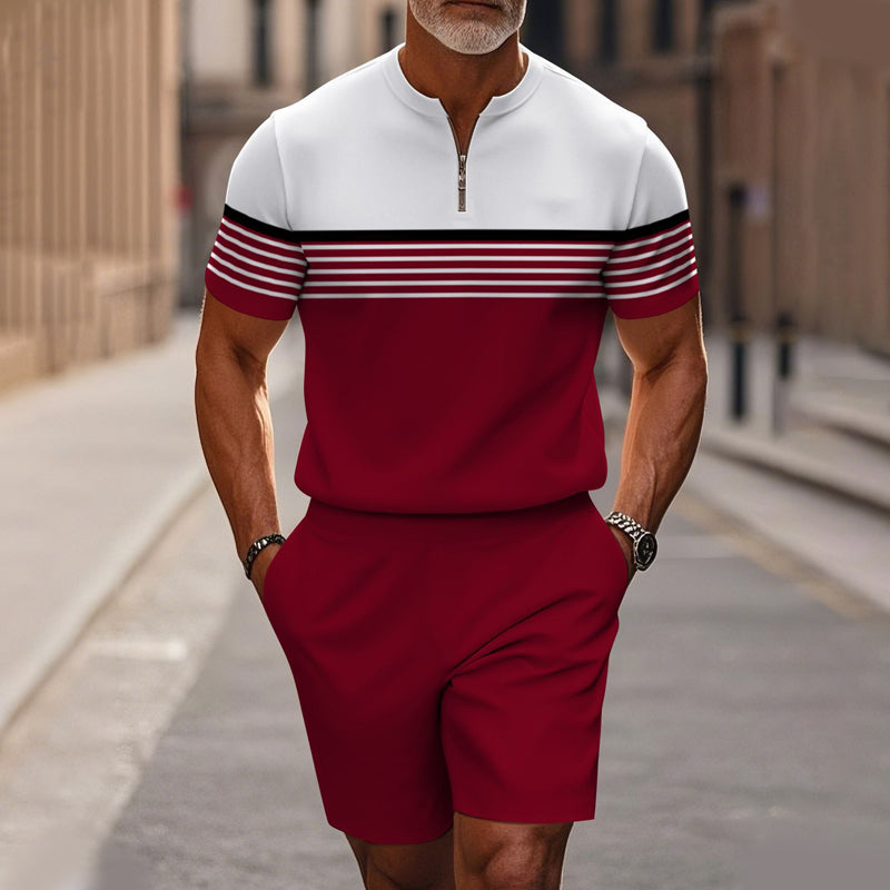 🔥50% RABATT🔥 Herren-Set: Hemd und Shorts mit Viertelreißverschluss