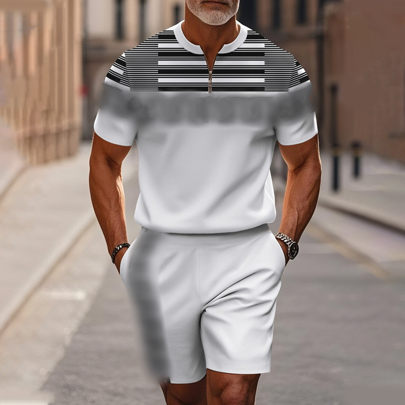 🔥50% RABATT🔥 Herren-Set: Hemd und Shorts mit Viertelreißverschluss