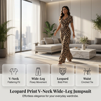 👗 50% RABATT! 🐆 Leoparden-Jumpsuit – V-Ausschnitt, Tailliert & Weites Bein Im Retro Y2K Style Für Einen Trendigen Look 💃