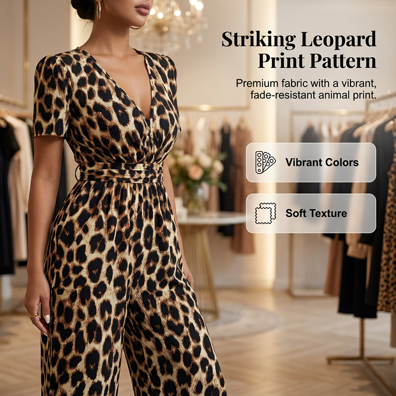 👗 50% RABATT! 🐆 Leoparden-Jumpsuit – V-Ausschnitt, Tailliert & Weites Bein Im Retro Y2K Style Für Einen Trendigen Look 💃