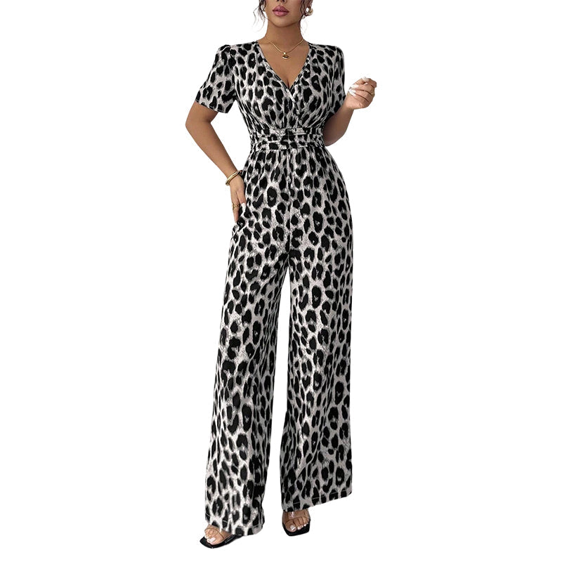 👗 50% RABATT! 🐆 Leoparden-Jumpsuit – V-Ausschnitt, Tailliert & Weites Bein Im Retro Y2K Style Für Einen Trendigen Look 💃