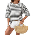 OLIVIA - Camiseta holgada de rayas con cuello redondo y manga amplia™