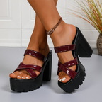 NAIA - Sandalias de tacón ancho con plataforma dentada y tiras con hebilla™