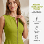 Ärmelloses Maxikleid in A-Linie mit Reißverschluss vorne