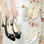 JIMENA - Zapatos destalonados peep-toe con lazo metalizado y tacón sensato™