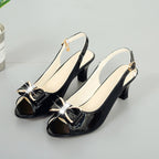 JIMENA - Zapatos destalonados peep-toe con lazo metalizado y tacón sensato™