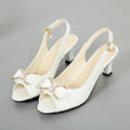JIMENA - Zapatos destalonados peep-toe con lazo metalizado y tacón sensato™
