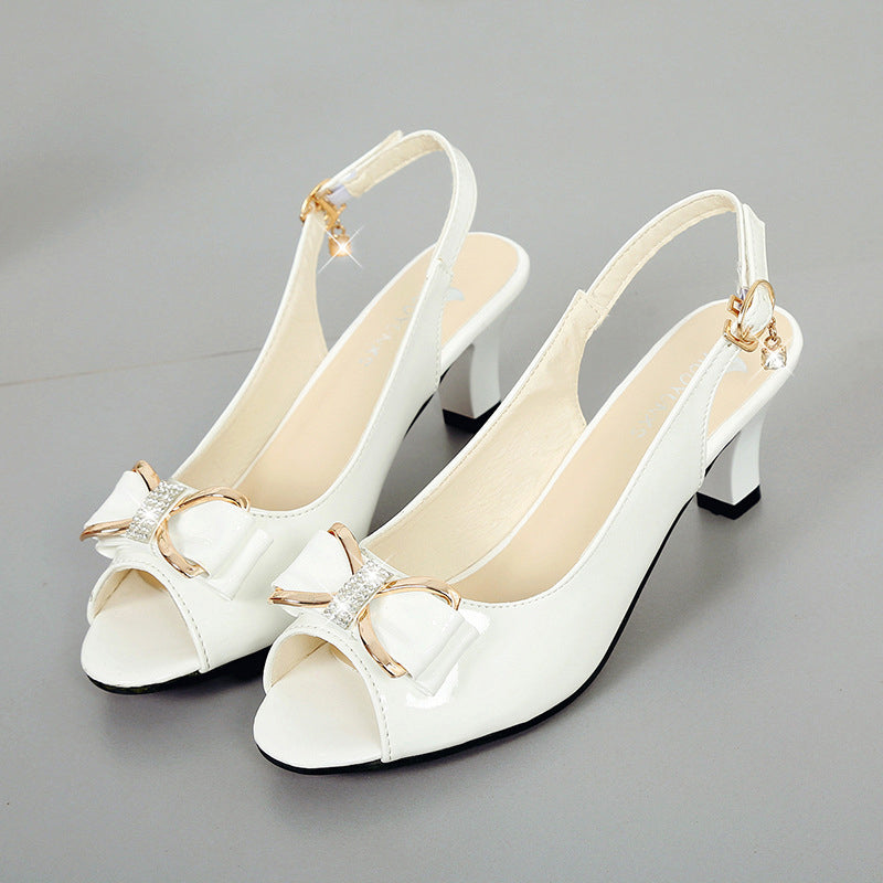 JIMENA - Zapatos destalonados peep-toe con lazo metalizado y tacón sensato™