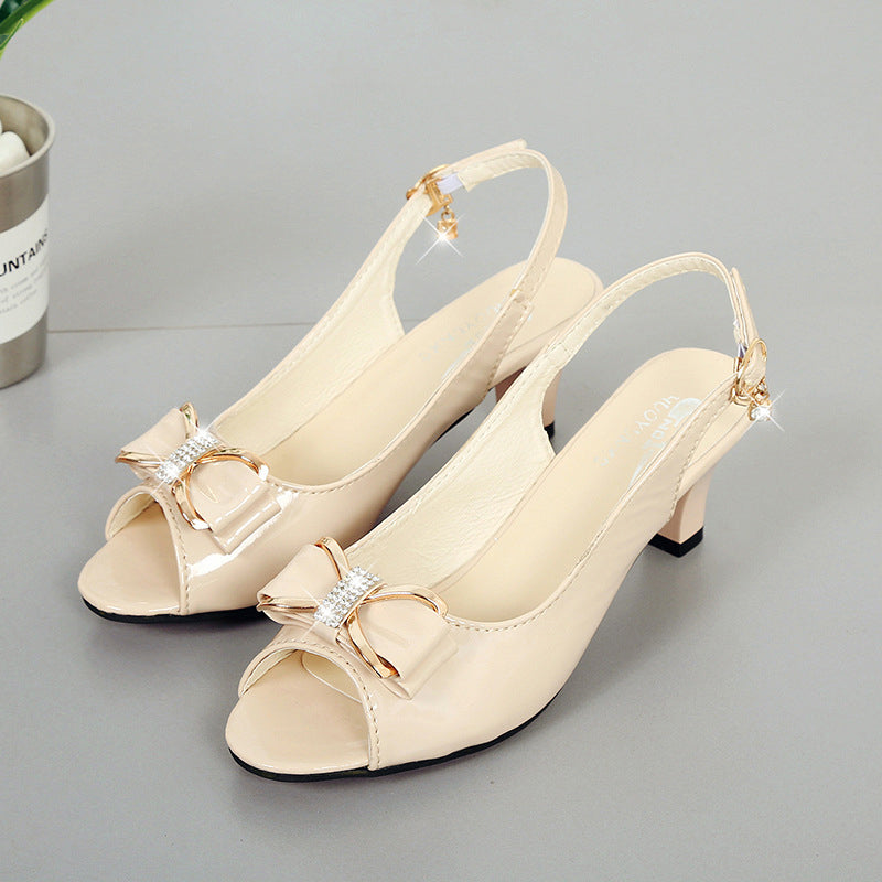 JIMENA - Zapatos destalonados peep-toe con lazo metalizado y tacón sensato™