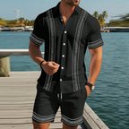 XAVI - Conjunto estival de camisa y bermuda con cenefa bordada™