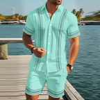 XAVI - Conjunto estival de camisa y bermuda con cenefa bordada™