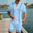 XAVI - Conjunto estival de camisa y bermuda con cenefa bordada™