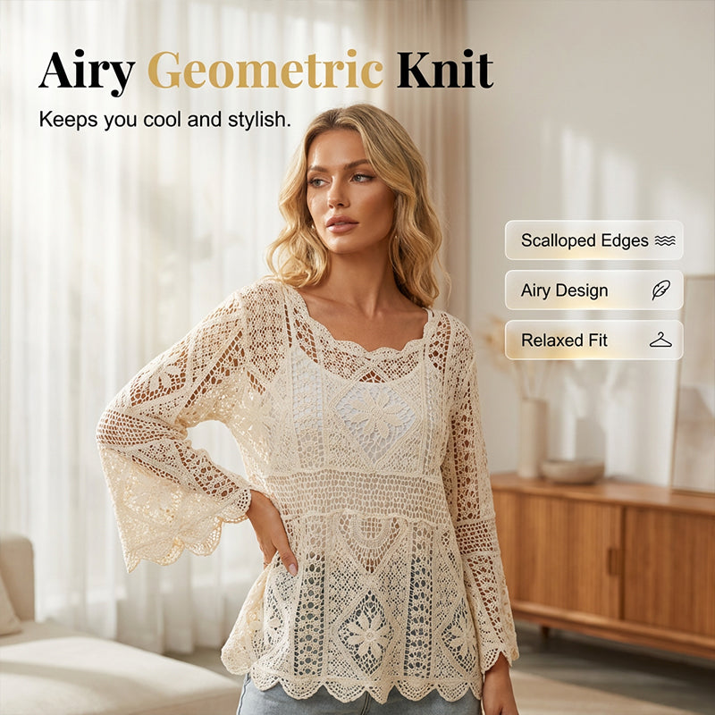 👚 50% RABATT! 🌼 Traumhafte Spitzenbluse im Boho-Vintage-Look – Atmungsaktiv, Figurschmeichelnd & Perfekt Für Einen Romantischen Auftritt ✨