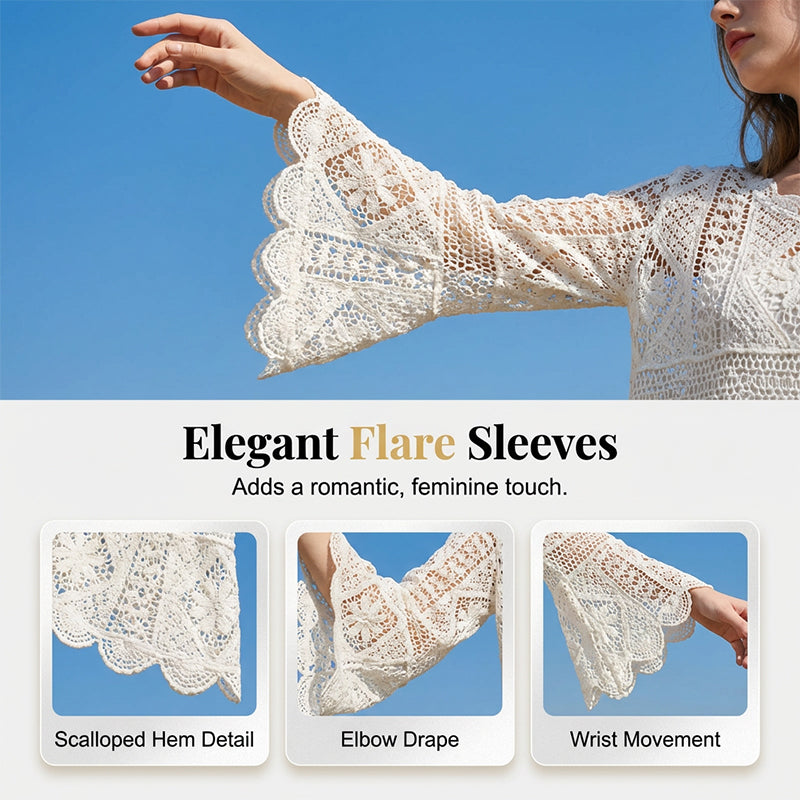 👚 50% RABATT! 🌼 Traumhafte Spitzenbluse im Boho-Vintage-Look – Atmungsaktiv, Figurschmeichelnd & Perfekt Für Einen Romantischen Auftritt ✨