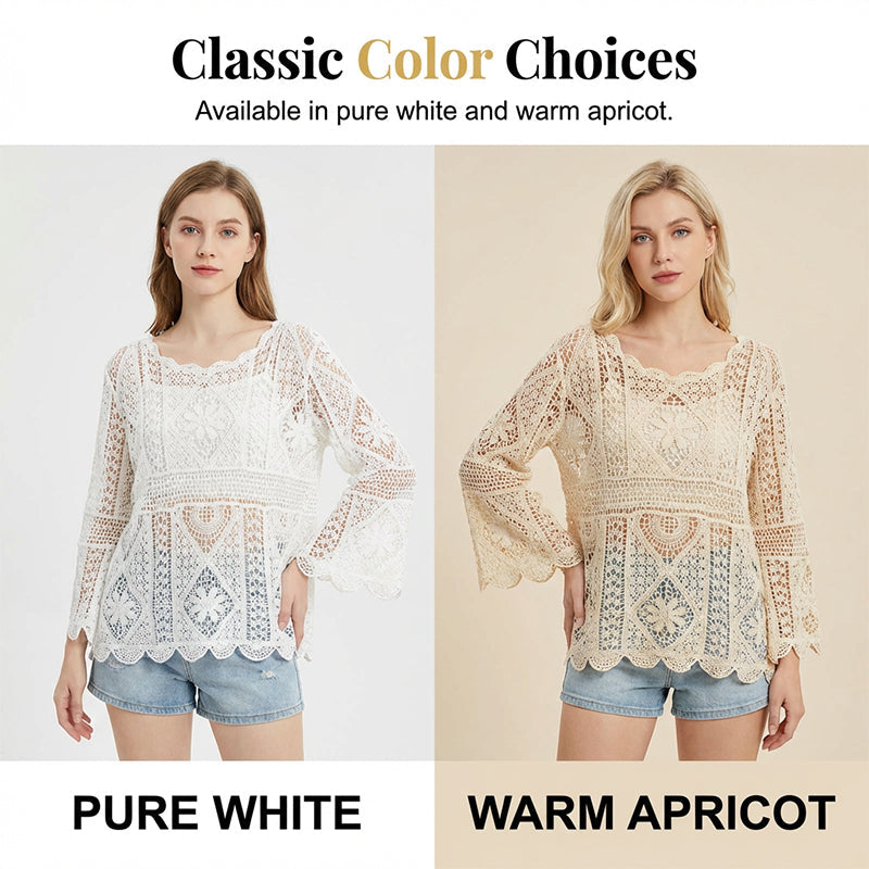 👚 50% RABATT! 🌼 Traumhafte Spitzenbluse im Boho-Vintage-Look – Atmungsaktiv, Figurschmeichelnd & Perfekt Für Einen Romantischen Auftritt ✨