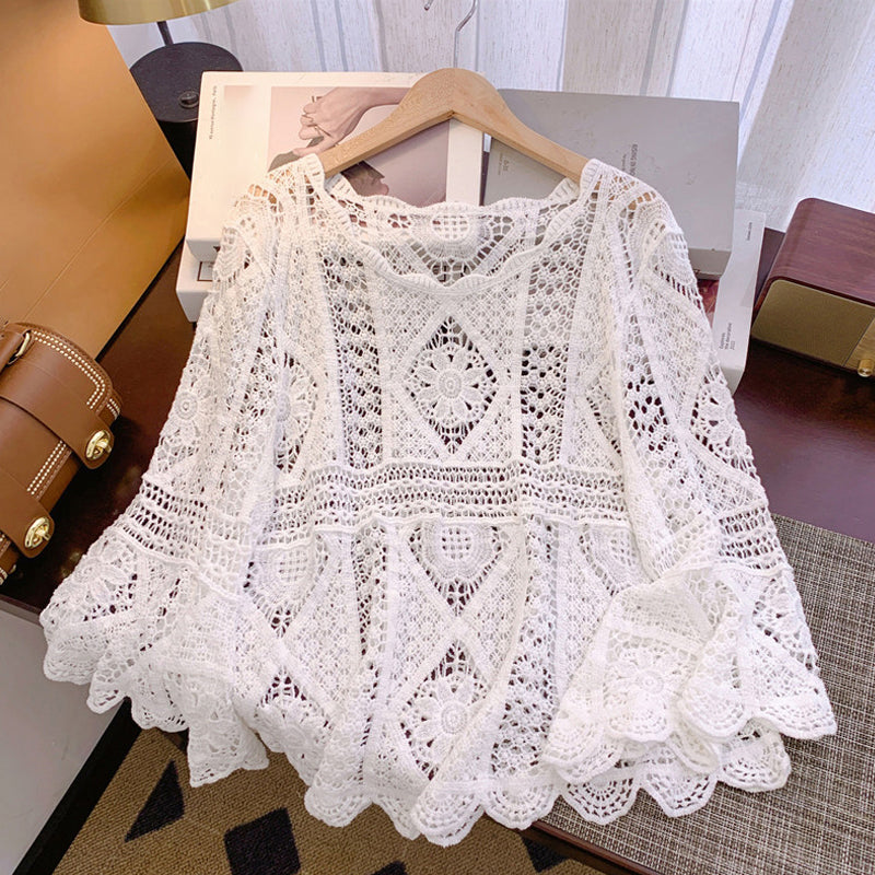 👚 50% RABATT! 🌼 Traumhafte Spitzenbluse im Boho-Vintage-Look – Atmungsaktiv, Figurschmeichelnd & Perfekt Für Einen Romantischen Auftritt ✨