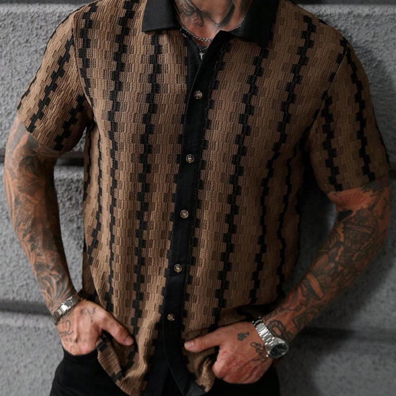 JONÁS - Camisa de punto de manga corta con patrón geométrico retro™