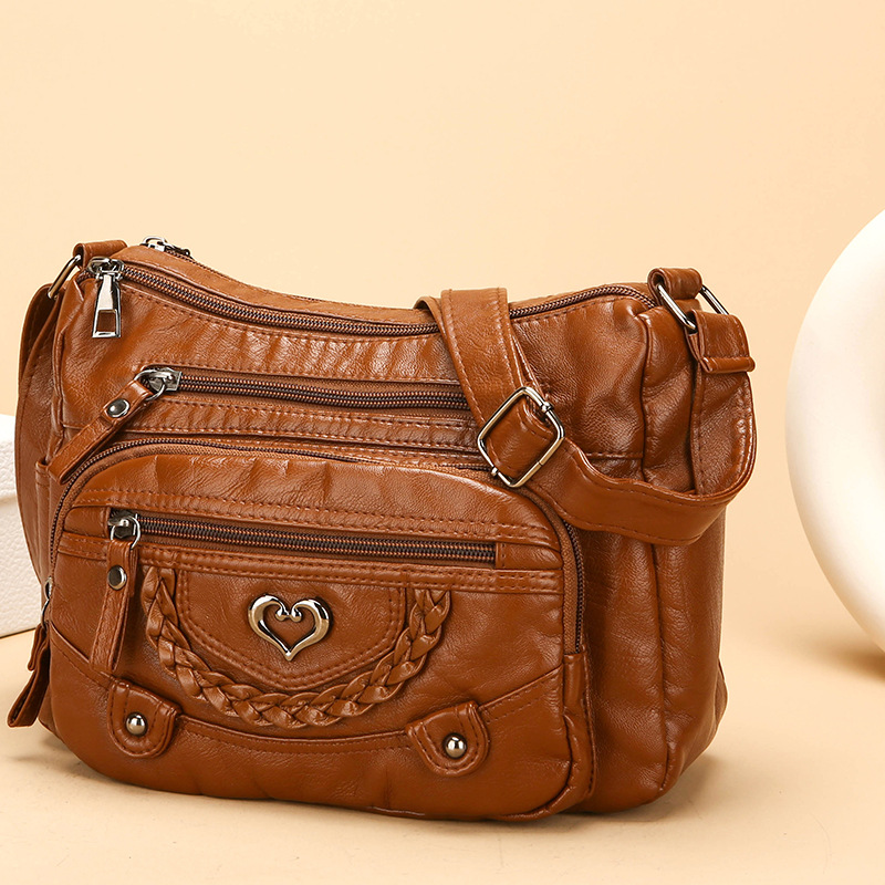👜✨ PROMO FLASH 50% ! Sac Bandoulière Femme en Cuir PU Souple – Multi-Poches Organisation, Bandoulière Réglable, Design Polyvalent & Léger 🌸