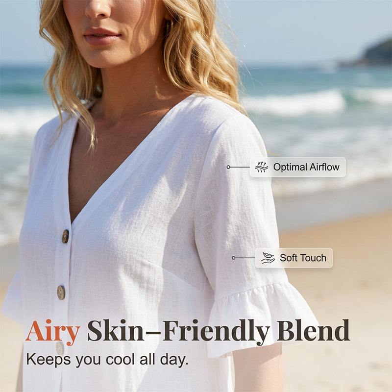 👗Robe en coton pour femme – couleur unie, confortable et respirante – idéale au quotidien, à la plage et pour les loisirs – coupe légère et décontractée